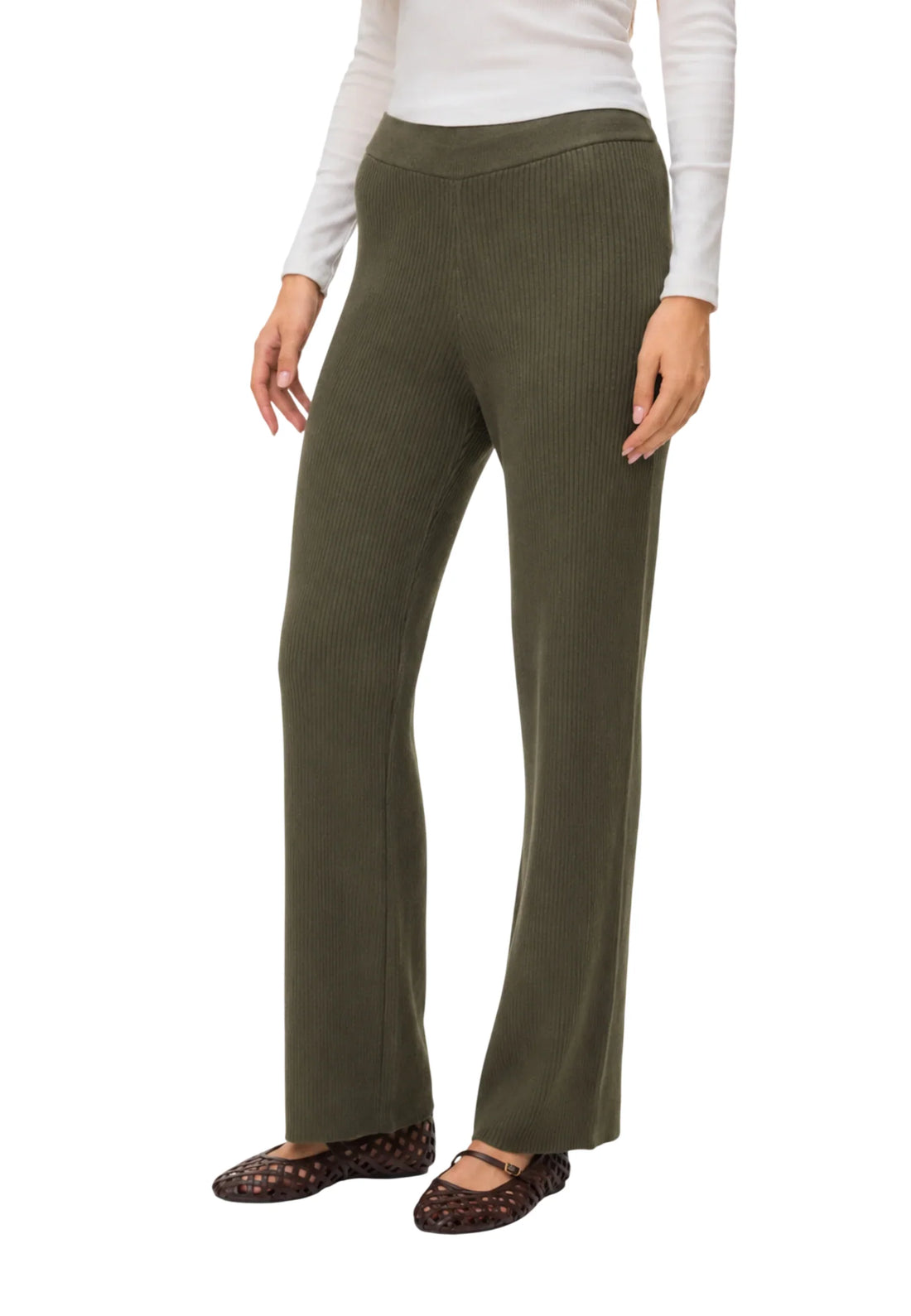 Vero Moda pantaloni in maglia a costine donna verde