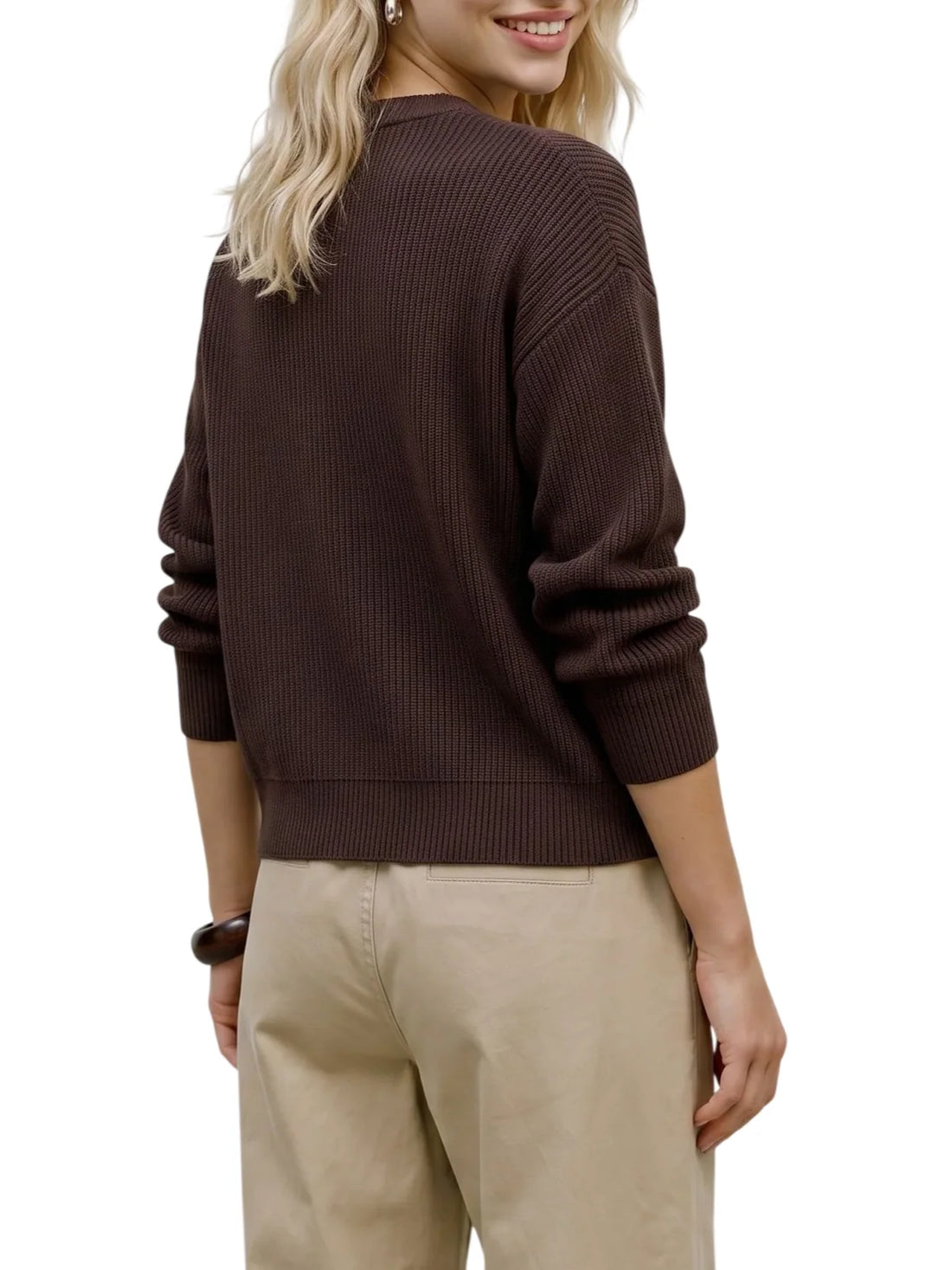 Vero Moda maglia donna in misto viscosa a costine marrone