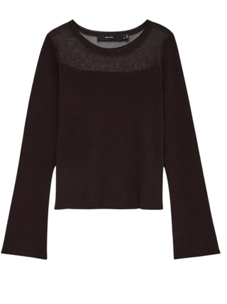 Vero Moda maglia donna con trasparenza marrone 10350232 CHOCOLATE TORTE VERO MODA