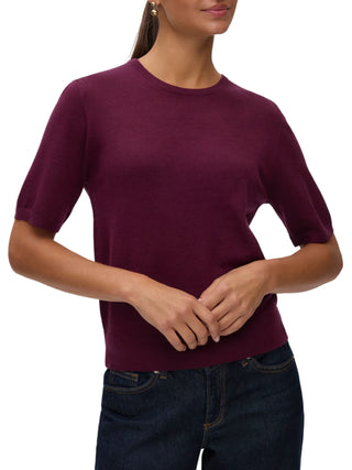 Vero Moda maglia manica corta donna in lana borgogna 10352083 CATAWBA GRAPE VERO MODA 