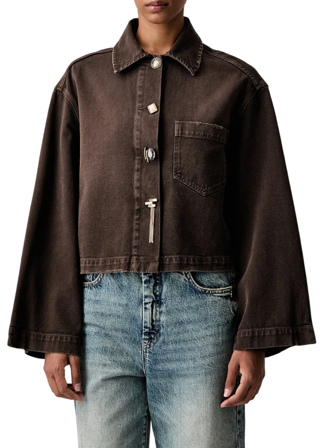denim bottone gioiello