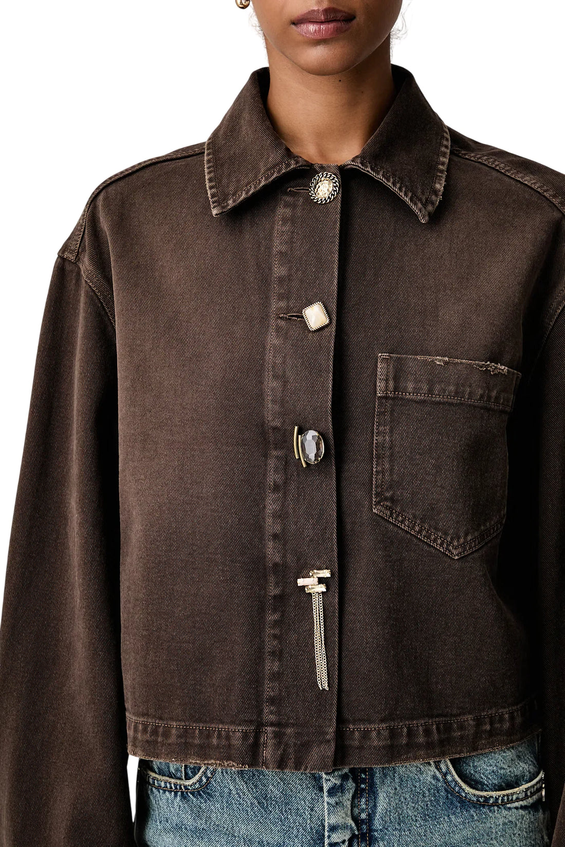 denim bottone gioiello