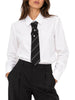 Vicolo camicia donna manica lunga in cotone con cravatta bianco
