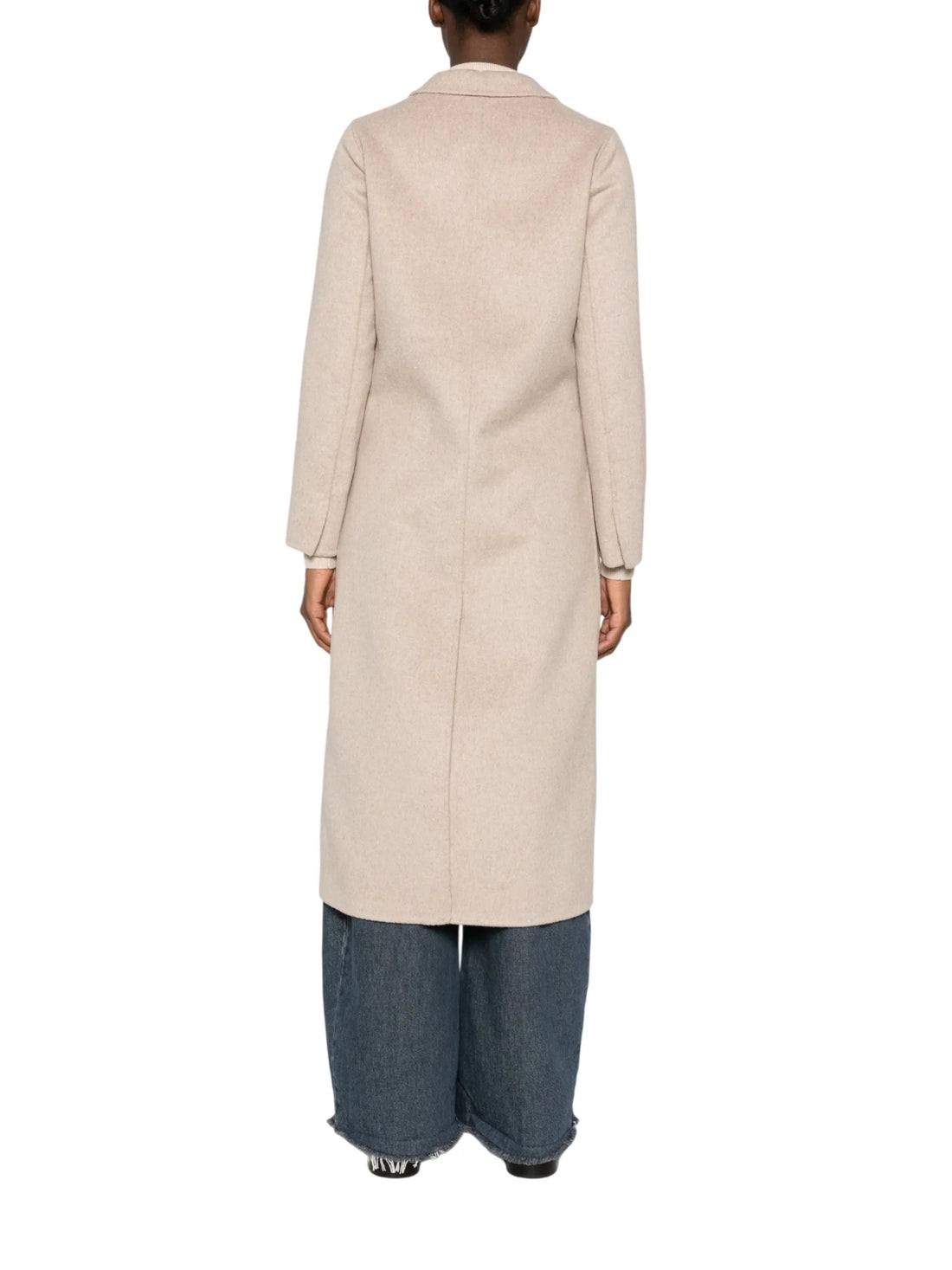 Vicolo cappotto lungo monopetto misto lana donna tortora