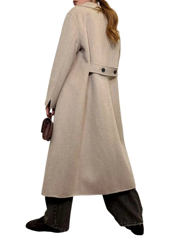 Vicolo cappotto lungo doppiopetto misto lana tortora