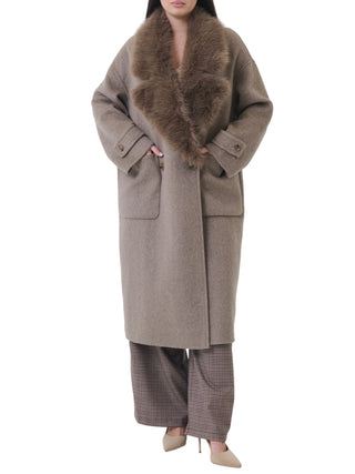 Vicolo cappotto lungo doppiopetto misto lana donna tortora TAC0025 CACHA VICOLO 