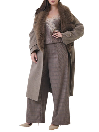 Vicolo cappotto lungo doppiopetto misto lana donna tortora TAC0025 CACHA VICOLO 