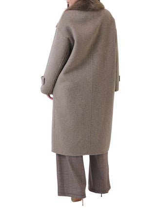 Vicolo cappotto lungo doppiopetto misto lana donna tortora TAC0025 CACHA VICOLO 