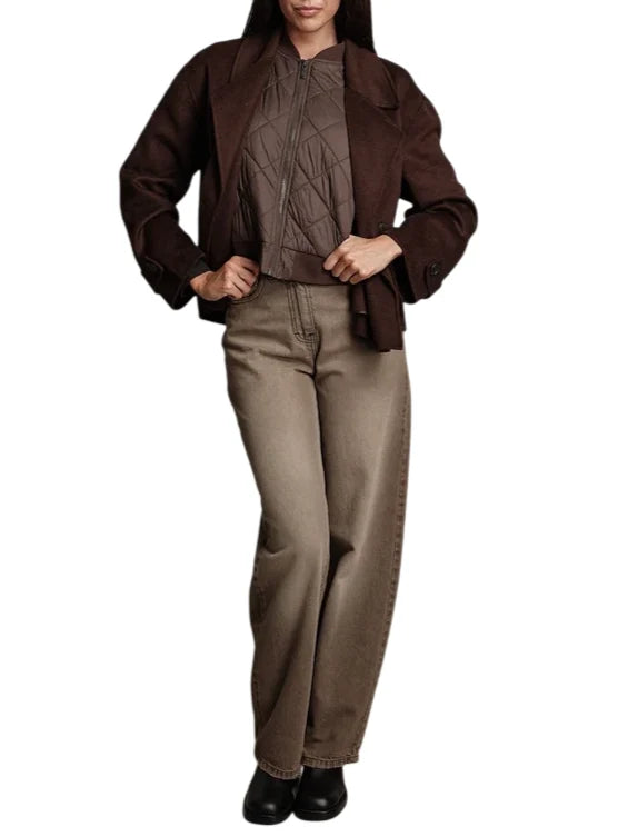 Vicolo cappotto donna doppiopetto misto lana marrone