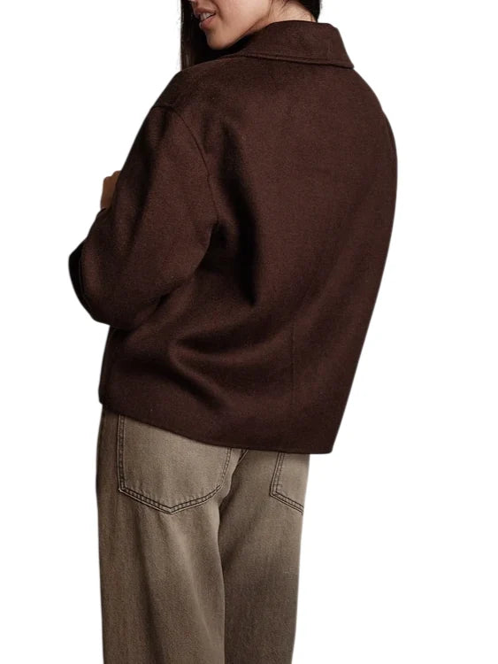 Vicolo cappotto donna doppiopetto misto lana marrone