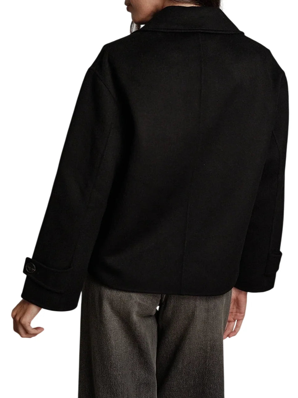 Vicolo cappotto donna doppiopetto misto lana nero