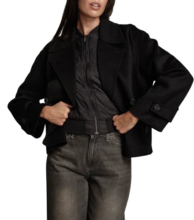 Vicolo cappotto donna doppiopetto misto lana nero