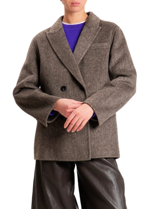 Vicolo cappotto blazer doppiopetto donna misto lana melange tortora TAC0083 FANGO VICOLO 