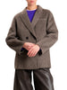 Vicolo cappotto blazer doppiopetto donna misto lana melange tortora