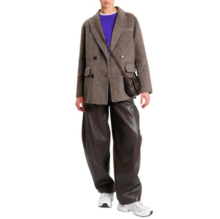 Vicolo cappotto blazer doppiopetto donna misto lana melange tortora TAC0083 FANGO VICOLO