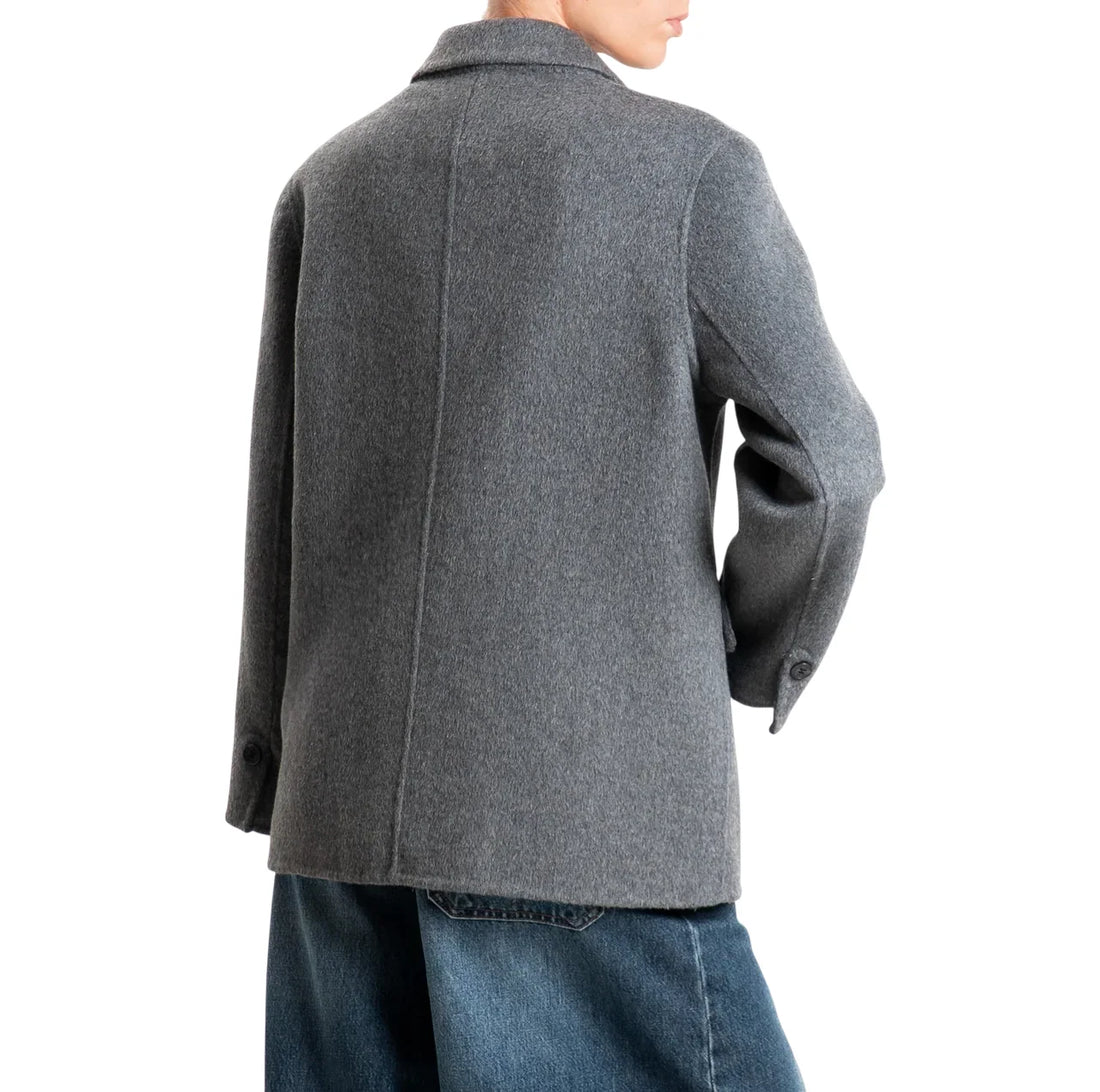 Vicolo cappotto blazer doppiopetto donna misto lana melange grigio