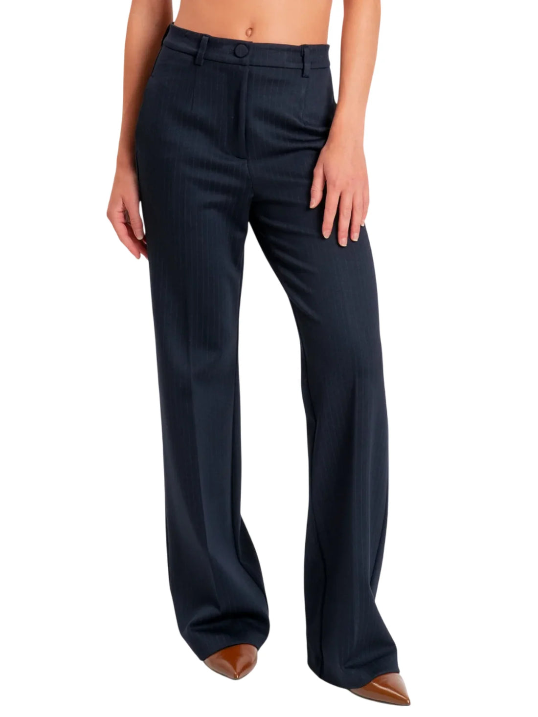 Vicolo pantaloni palazzo gessati donna blu