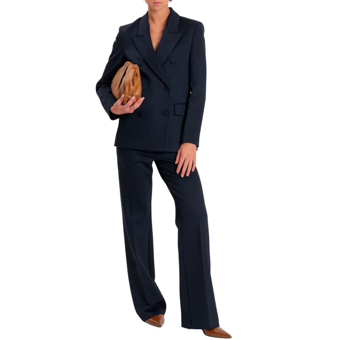 Vicolo giacca blazer gessata doppiopetto donna blu