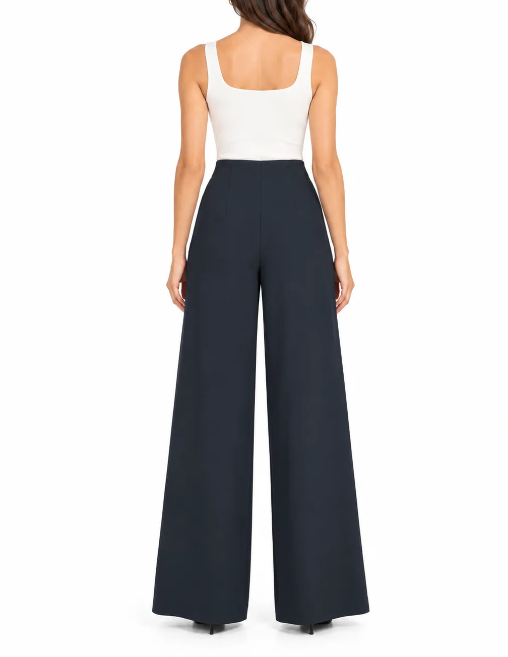 Vicolo pantaloni palazzo donna in tessuto crepe nero