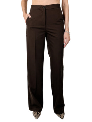 Vicolo pantaloni palazzo donna misto viscosa marrone TAC0420 FONDENTE VICOLO 