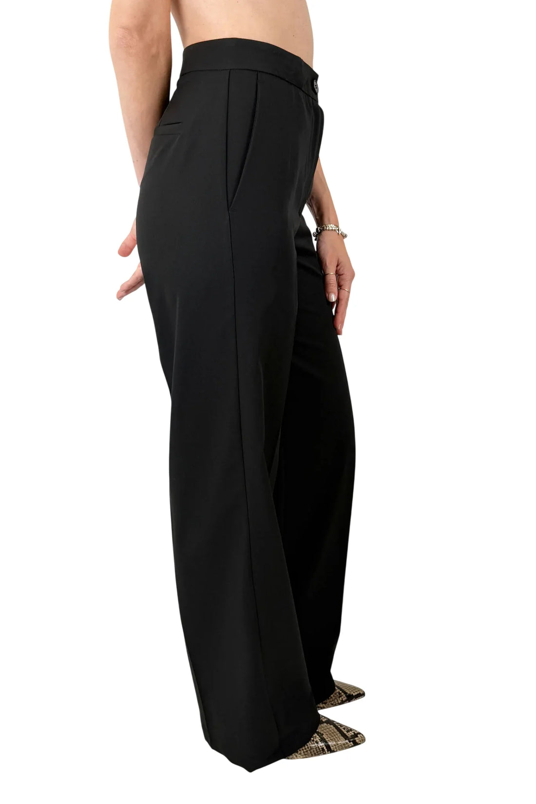 Vicolo pantaloni palazzo donna misto viscosa nero
