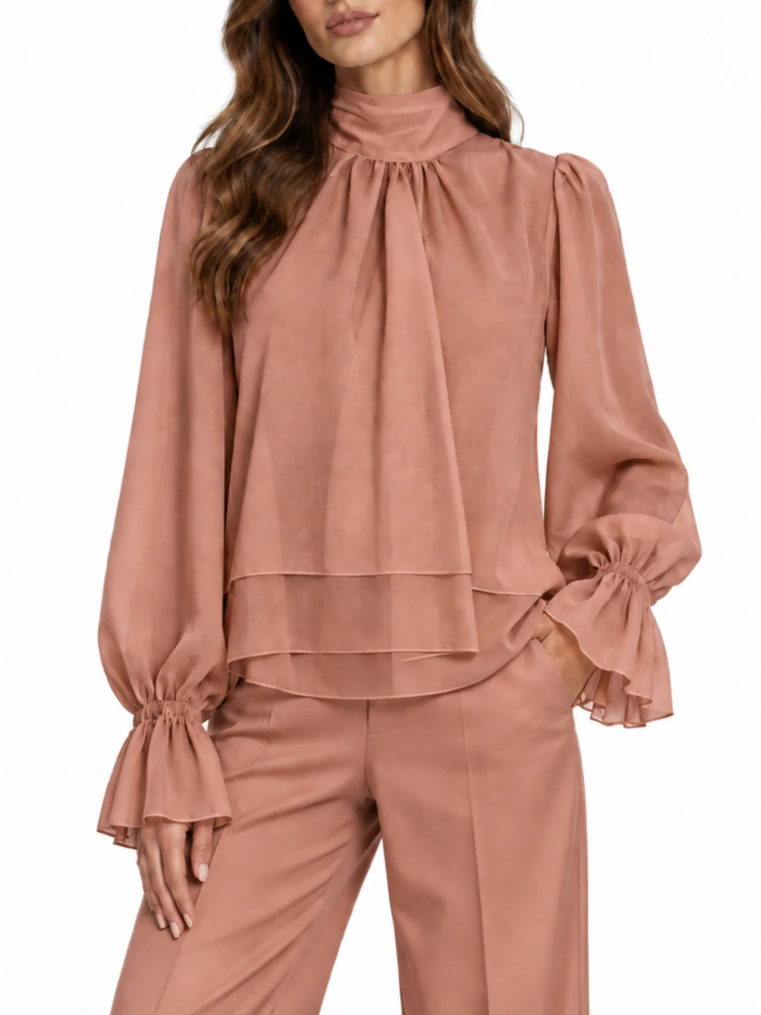 Vicolo blusa donna con fusciacca misto lyocell rosa antico