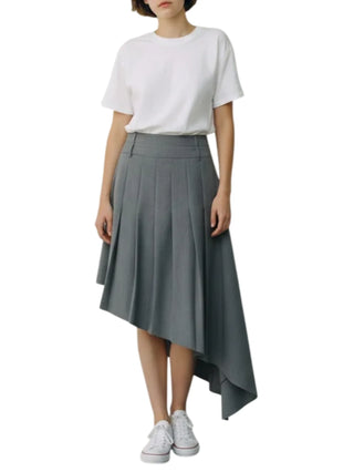 Vicolo gonna a pieghe asimmetrica donna grigio TAC0435 GRIGIO MELANGE VICOLO 