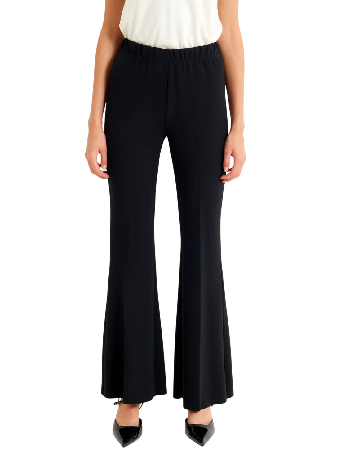 Vicolo pantaloni a zampa donna in tessuto crepe nero