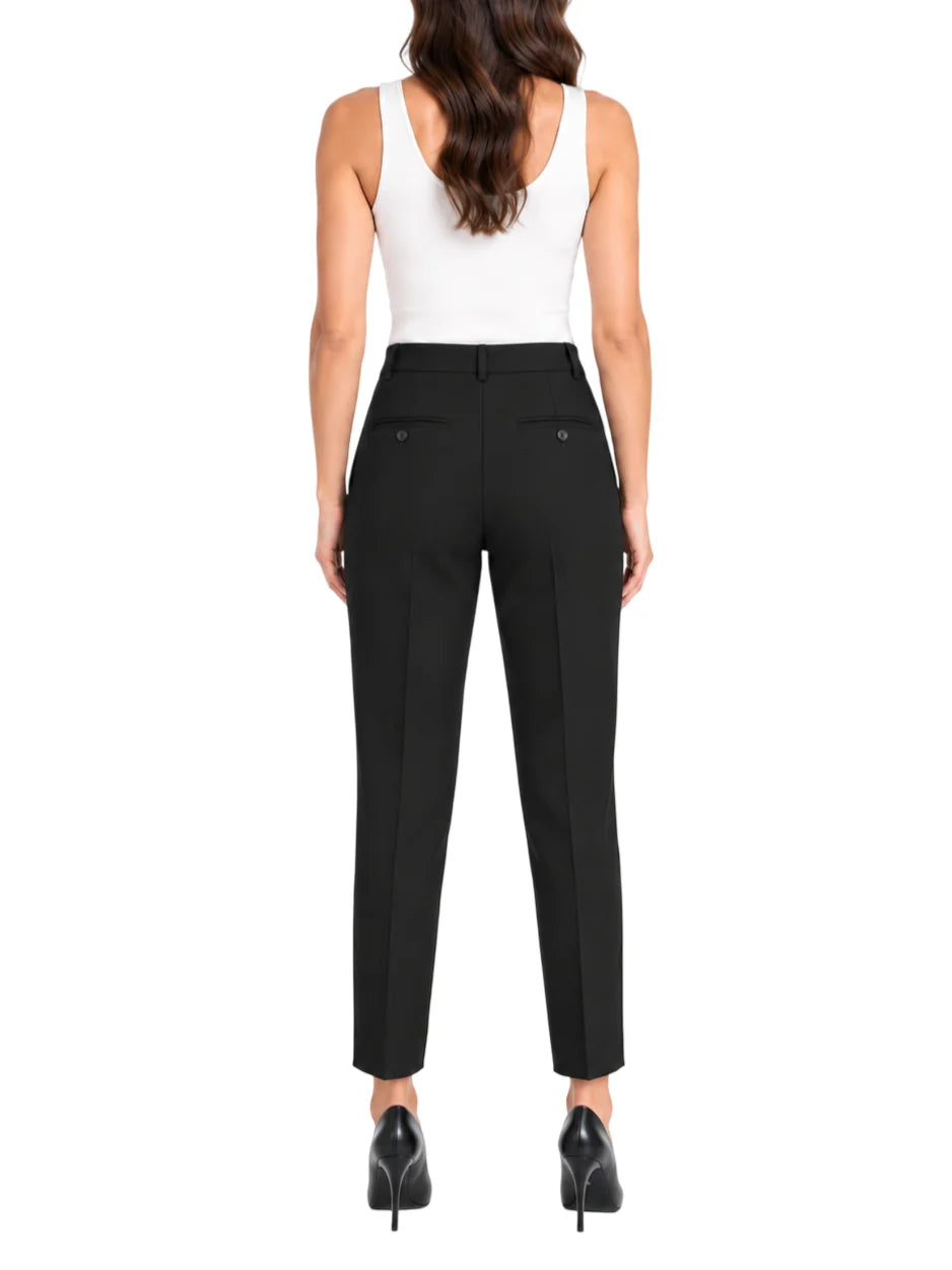 Vicolo pantaloni a sigaretta donna in tessuto crepe nero