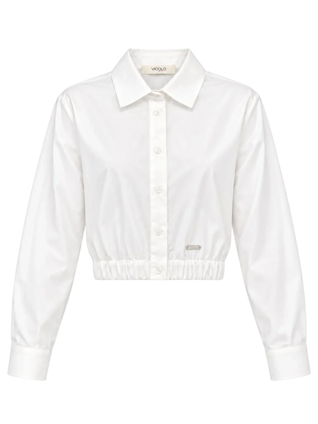 Vicolo camicia crop bambina con logo strass panna