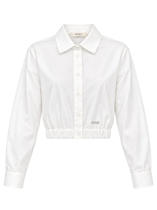 Vicolo camicia crop bambina con logo strass panna 3141CY00565 OFF WHITE VICOLO GIRL 