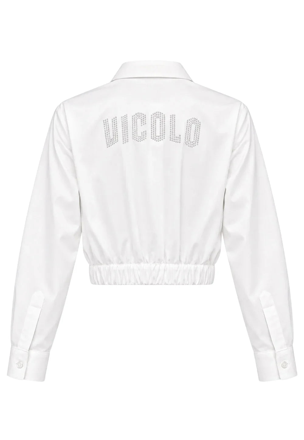 Vicolo camicia crop bambina con logo strass panna