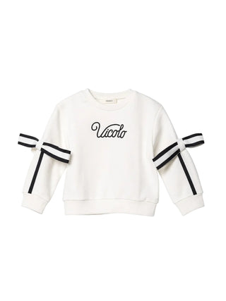 Vicolo Girl felpa bambina con fiocchi panna 3141F00411 OFF WHITE VICOLO GIRL 