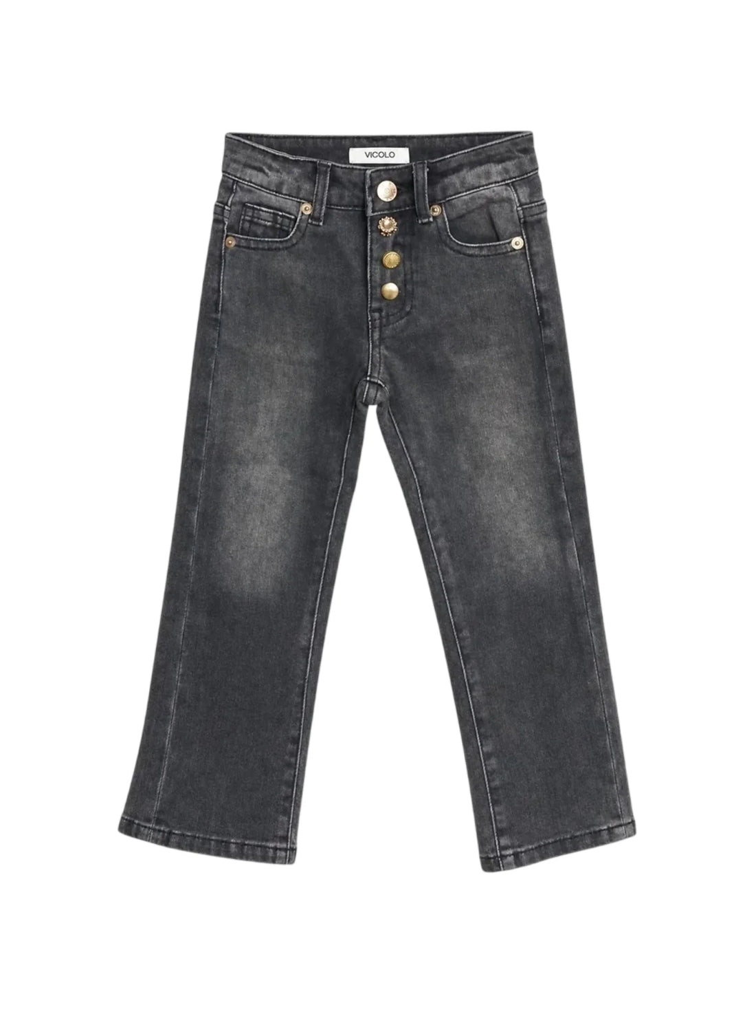Vicolo jeans bambina slim con bottoni gioiello lavaggio grigio