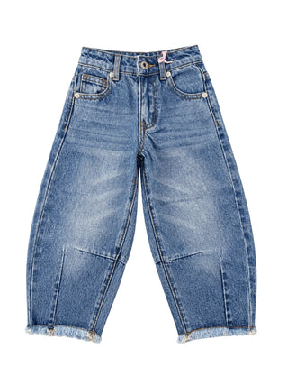 Vicolo Girl jeans ballon bambina in denim lavaggio blu medio 3141PD00384 MEDIUM BLUE VICOLO GIRL 