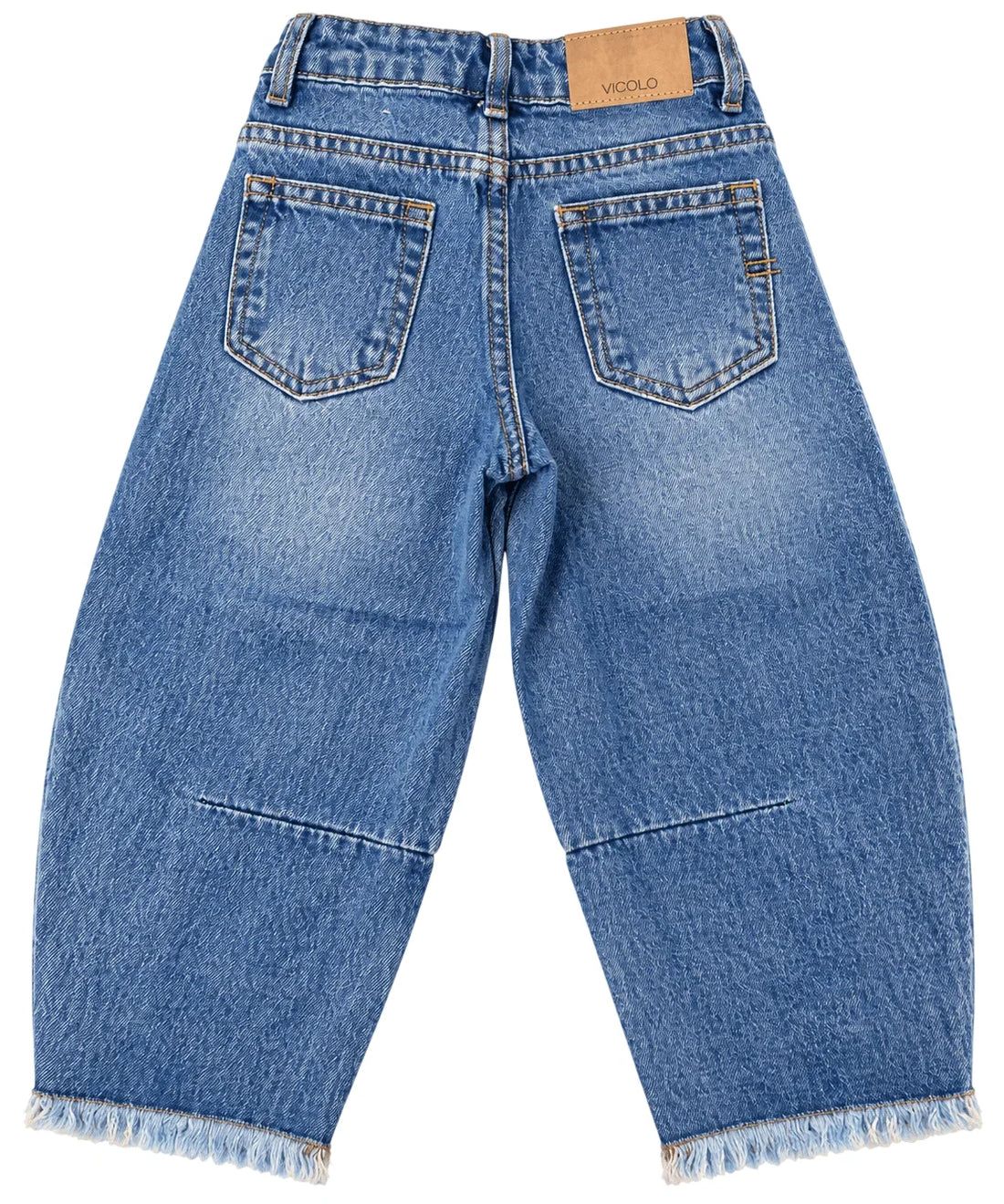 Vicolo Girl jeans ballon bambina in denim lavaggio blu medio