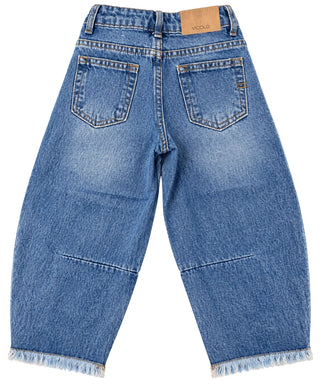 Vicolo Girl jeans ballon bambina in denim lavaggio blu medio 3141PD00384 MEDIUM BLUE VICOLO GIRL
