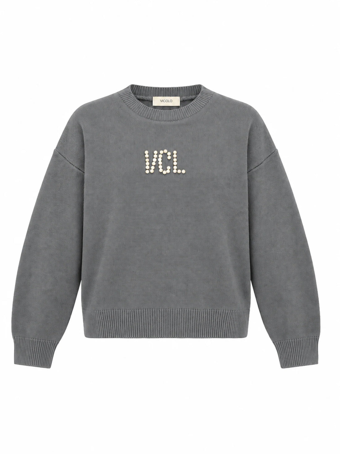 Vicolo Girl maglia bambina misto lana con logo gioiello grigio melange