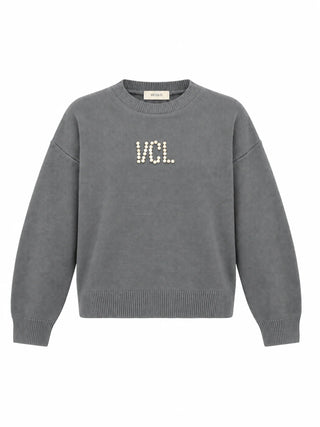 Vicolo Girl maglia bambina misto lana con logo gioiello grigio melange 3141WZ00431 GREY VICOLO GIRL
