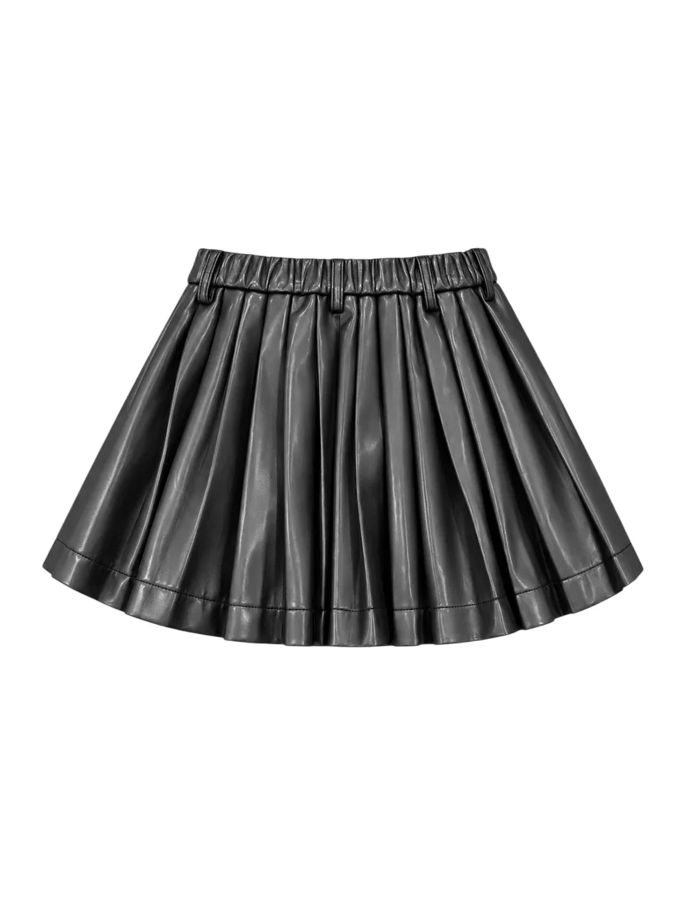 Vicolo Girl gonna corta a pieghe in ecopelle nero