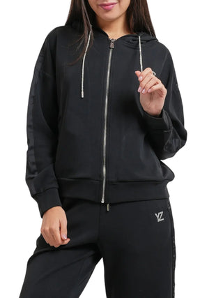 Yes Zee felpa con zip e cappuccio donna nero F007-NR00 0801 YES-ZEE 