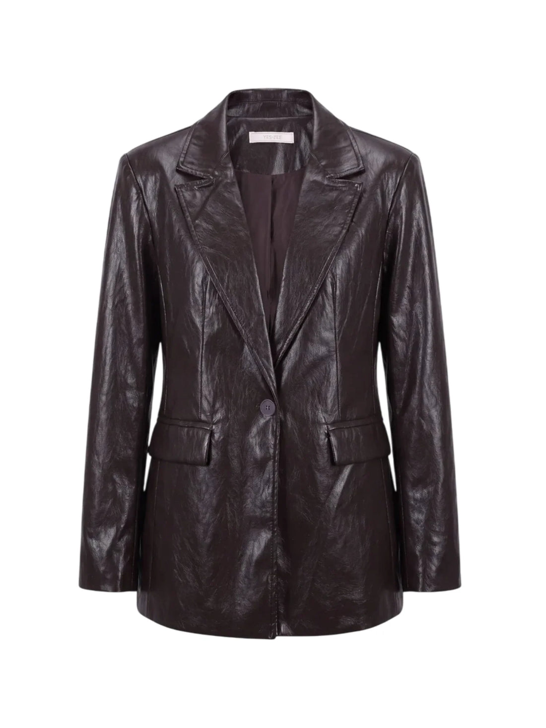 Yes Zee giacca blazer donna in ecopelle marrone