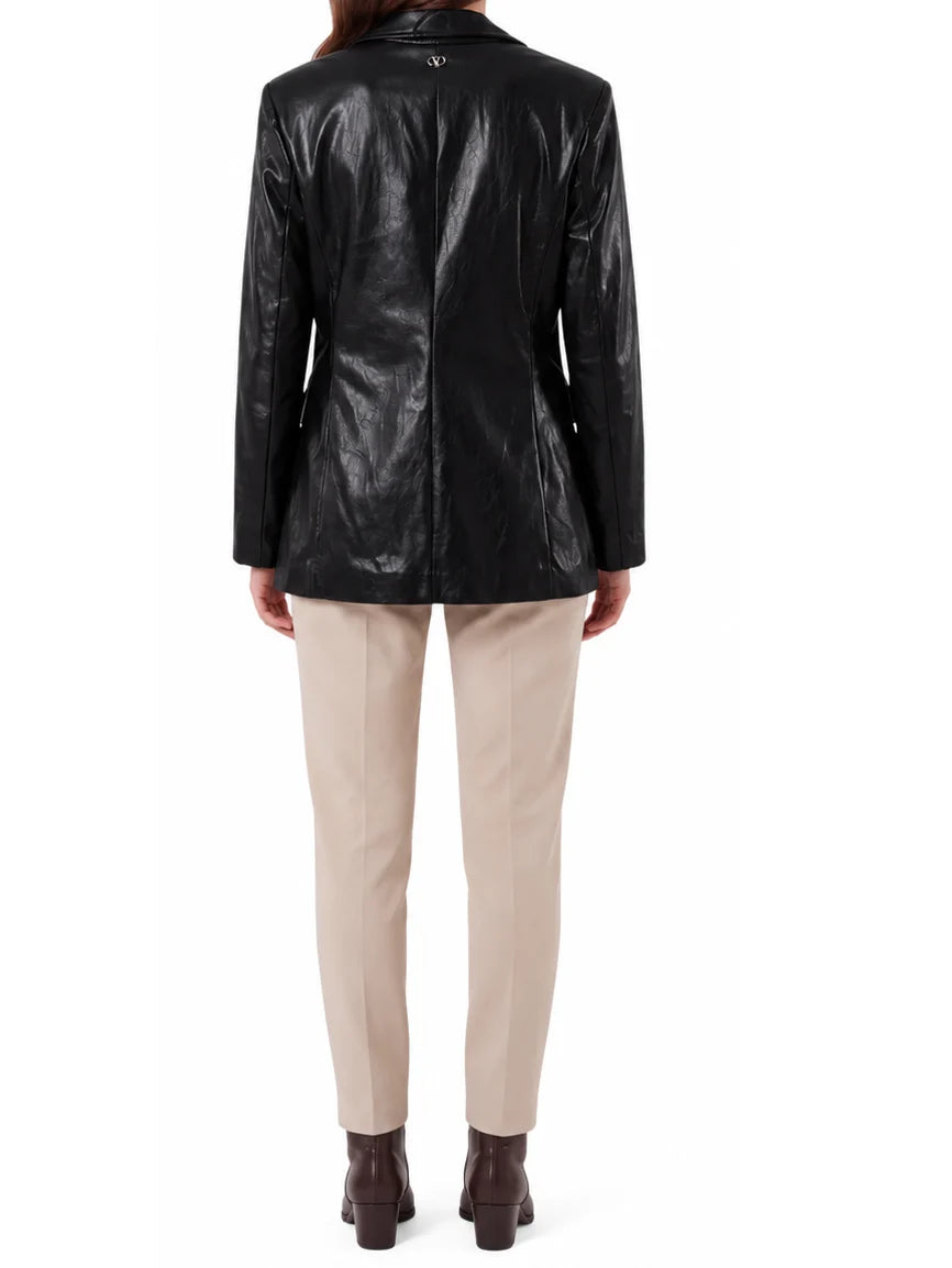 Yes Zee giacca blazer donna in ecopelle nero