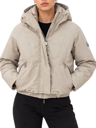 Yes Zee piumino donna crop con cappuccio beige J003-Q200 0222 YES-ZEE 