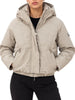 Yes Zee piumino donna crop con cappuccio beige