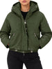Yes Zee piumino donna crop con cappuccio verde militare