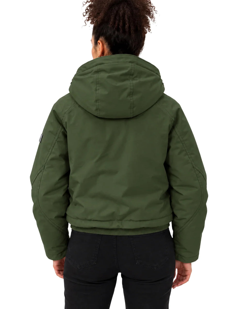 Yes Zee piumino donna crop con cappuccio verde militare J003-Q200 0979 YES-ZEE