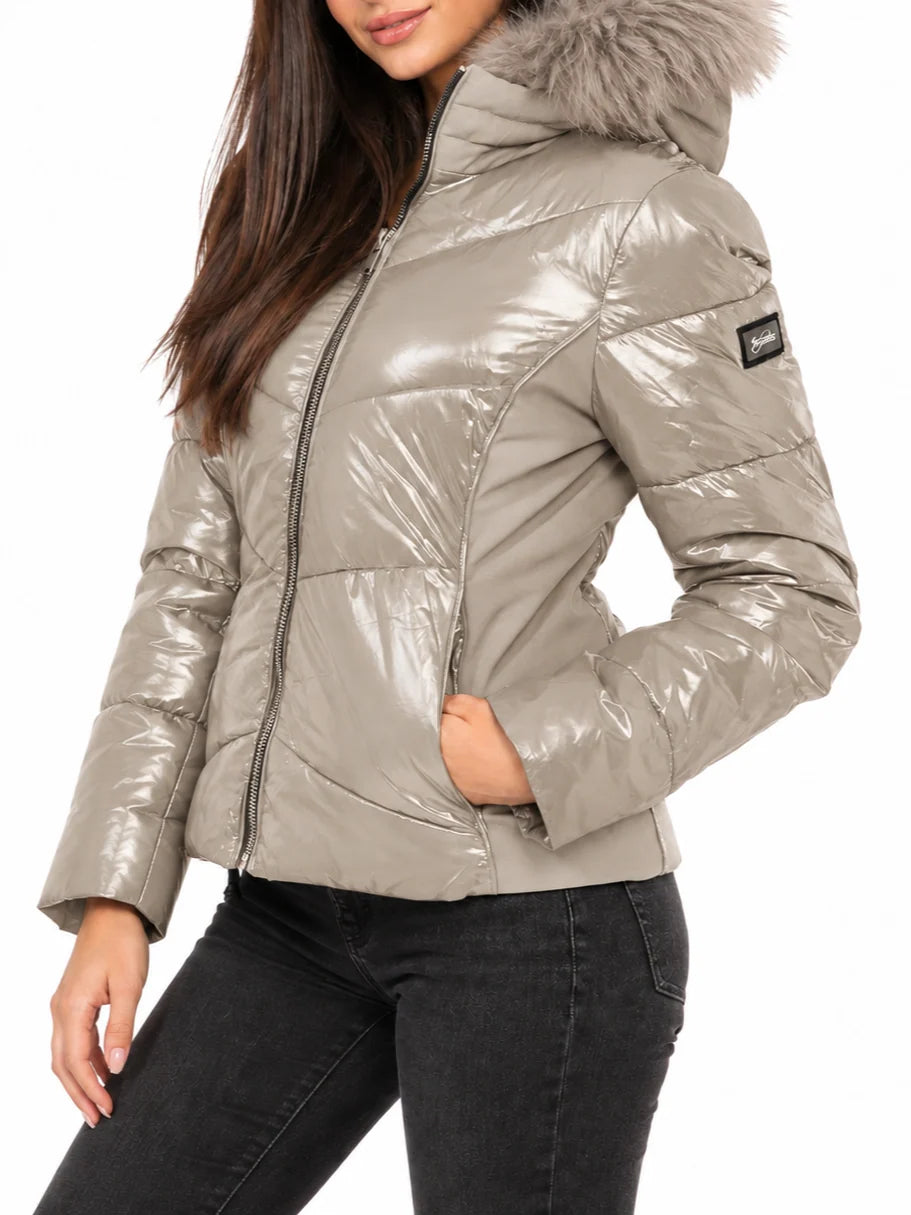 Yes Zee piumino trapuntato donna con cappuccio beige