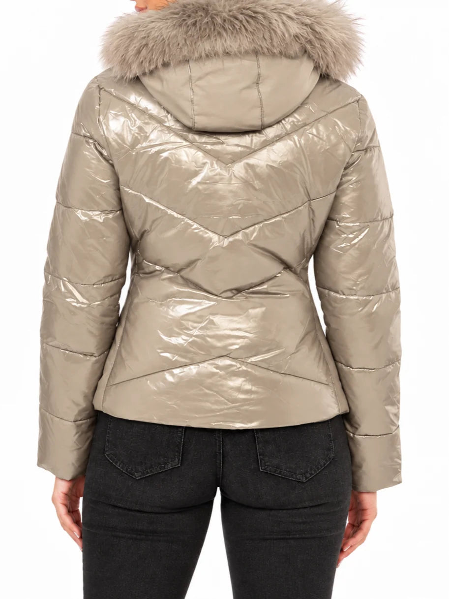 Yes Zee piumino trapuntato donna con cappuccio beige