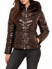 Yes Zee piumino trapuntato donna con cappuccio marrone